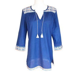 J. McLaughlin Embroidered Coverup Tunic Top XS